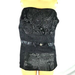 Torrid Strapless Black Bustier Formal Blouse Top Velvet Floral Lace Plus Size 2